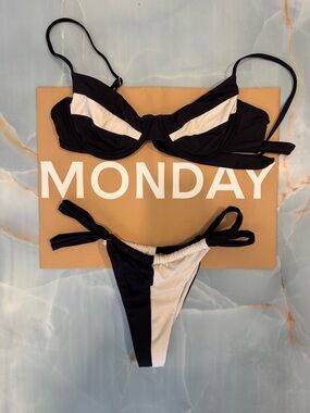 Monday Swimwear Black and White Colorblock Bikini